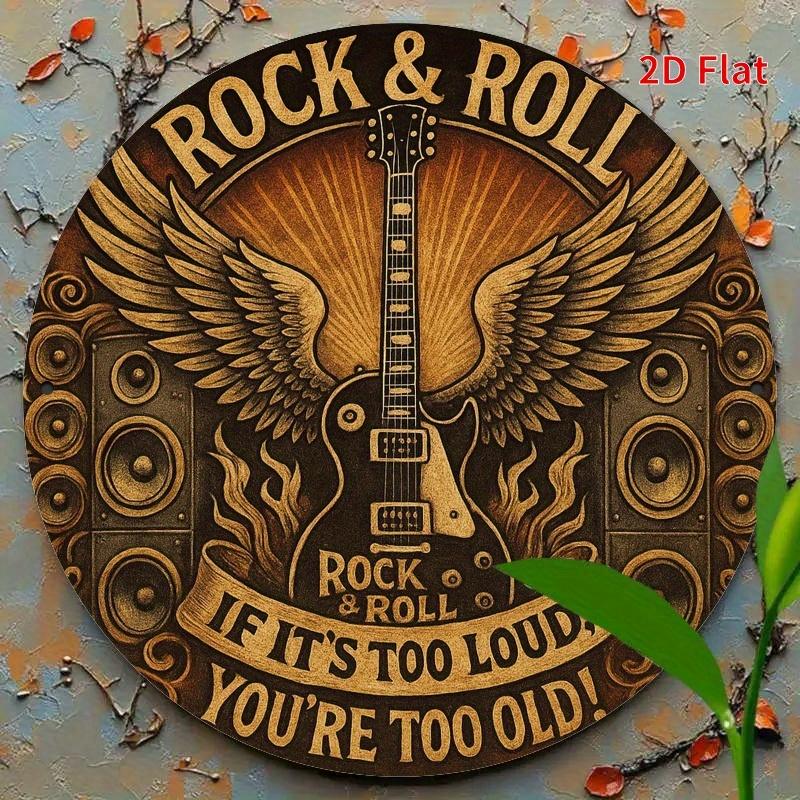 pc Rock  Roll Guitar Wings Wall Art Decor  Vintage Music Theme with If Its Too Loud Youre Too Old Quote 20x20cm(8x8inch)