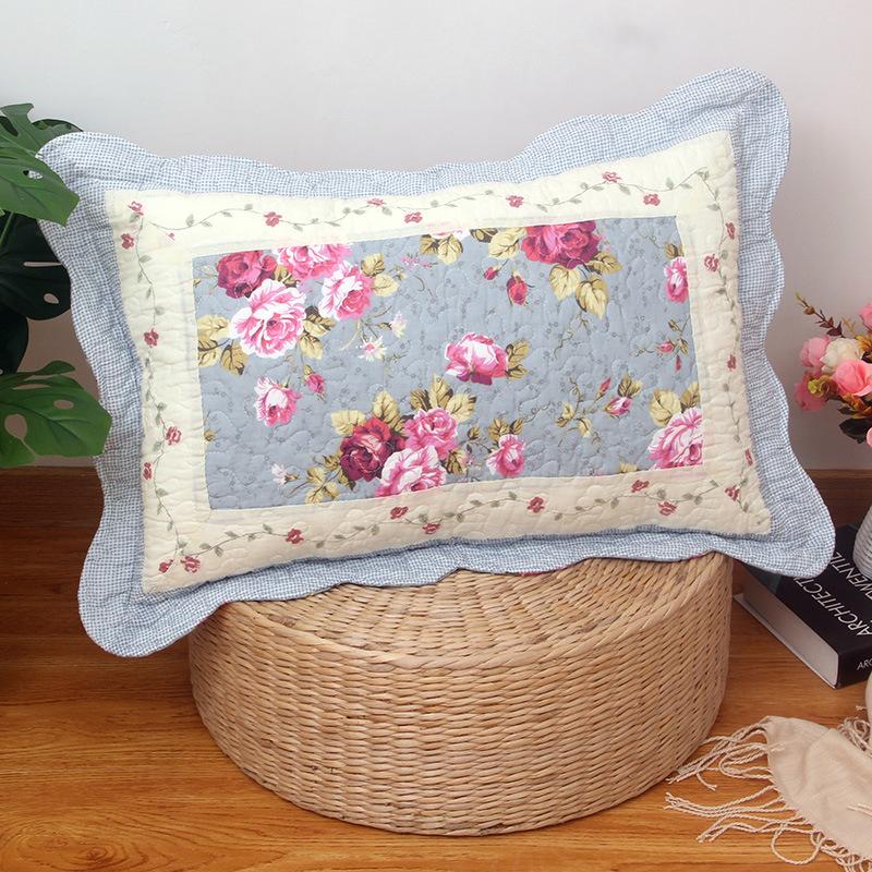 Soft and Comfortable Pillowcase Skin Friendly Breathable Fashionable Rustic Style Quilted Fabric Pillowcase Bedroom Decoration