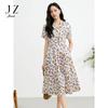 JUZUI Retro Countryside Floral 100% Cotton Dress for Women 2025 Summer Collection