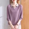 XUEXI Mid-Aged Women's Thin Ice Silk Knit Top