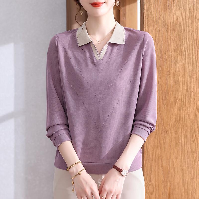 XUEXI Mid-Aged Women's Thin Ice Silk Knit Top