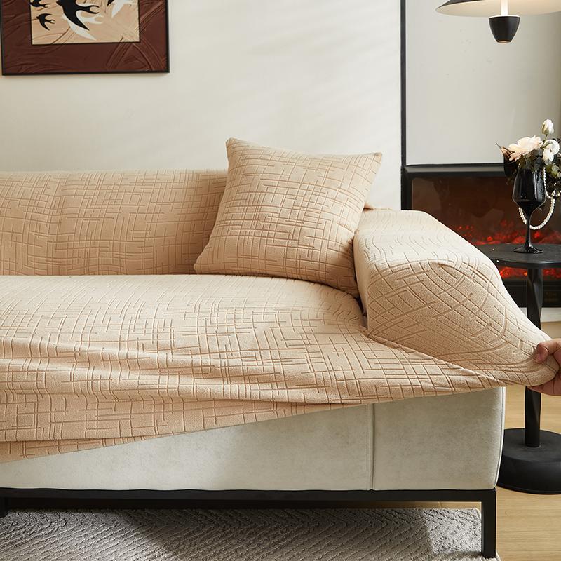 1pc Stretch Sofa Slipcover Jacquard Non-slip Sofa Couch Cover Solid Color Four Seasons Sofa Furniture Protector for Living Room