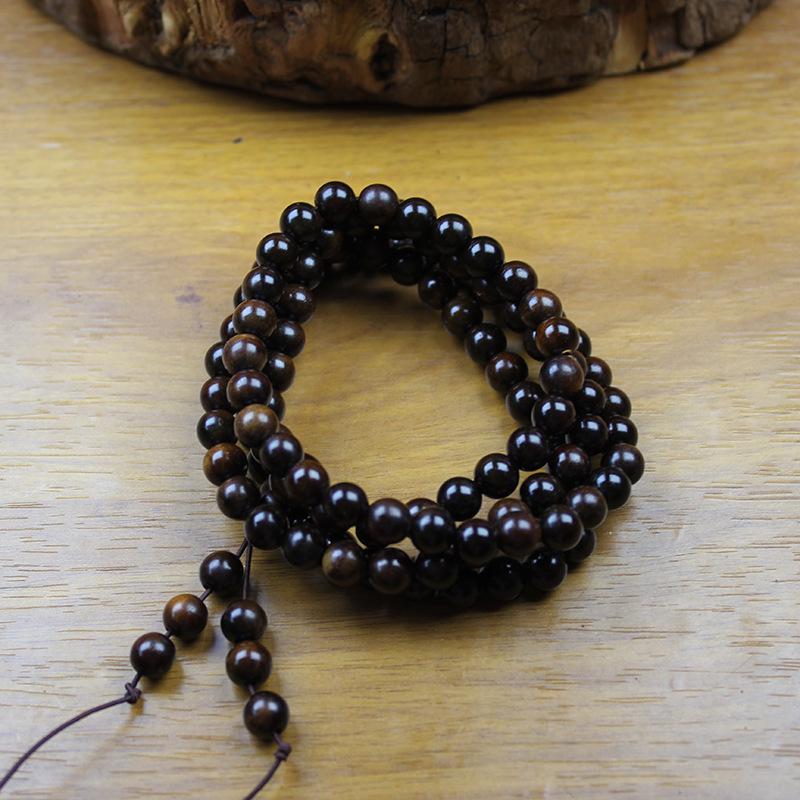 Petrified Jujube Wood Prayer Beads - 108 Handmade Lightning-Struck Beads Hand String Pendant