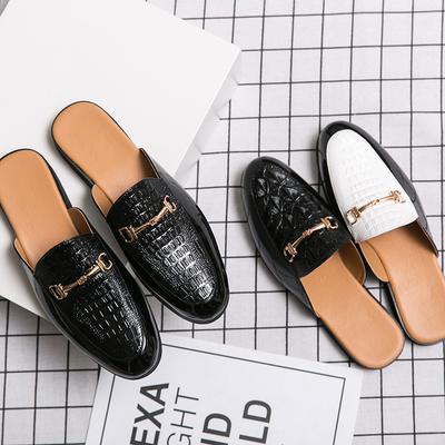 Men's Fashion INS British Style Slip-on Half Slippers Casual Shoes Driving Loafers Wedding Shoes Mocassins