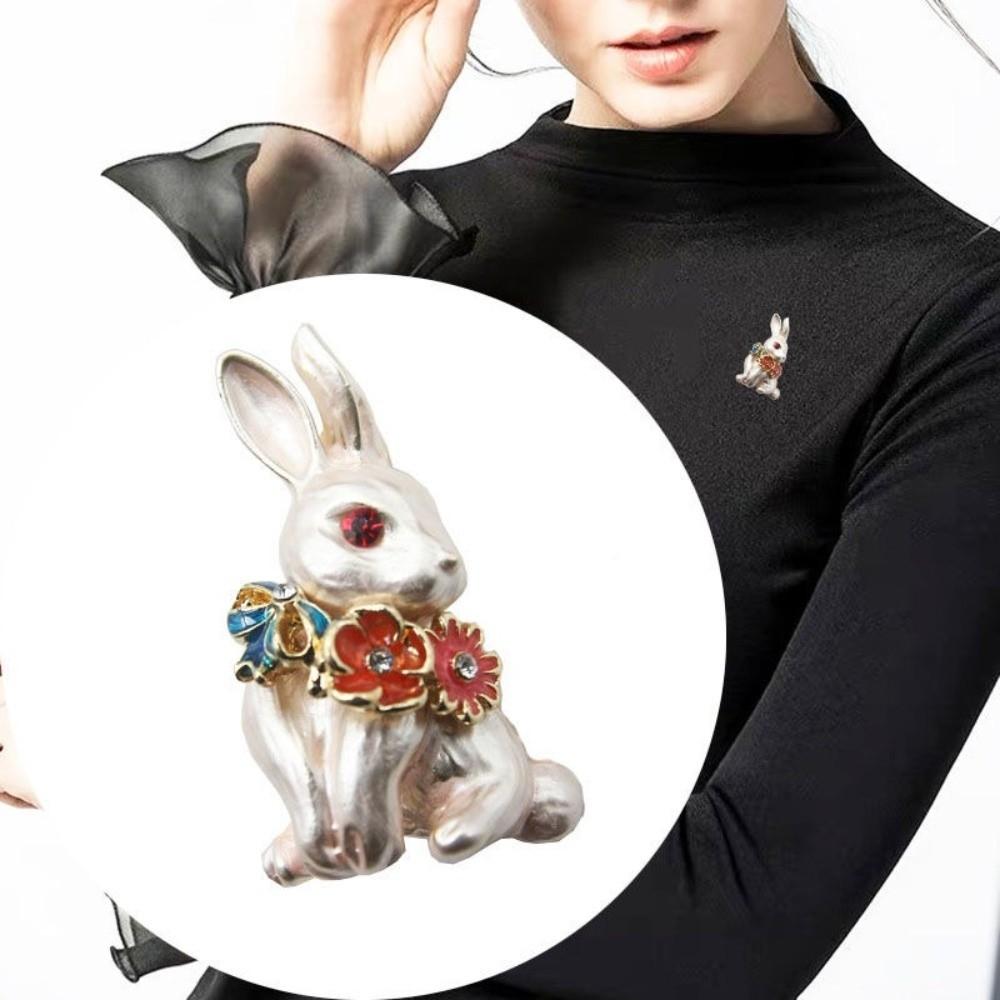 Zinc Zinc Alloy Animal Brooch Elegant Easter Enamel Pin Kawaii Rabbit Brooch  Party