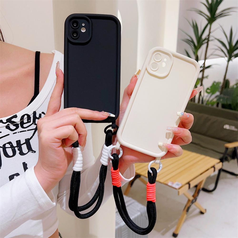 Wrist Strap Soft Phone Case for IPhone 16 15 14 Plus 13 12 11 Pro Max XS X XR Wristband Shockproof Protective Cover
