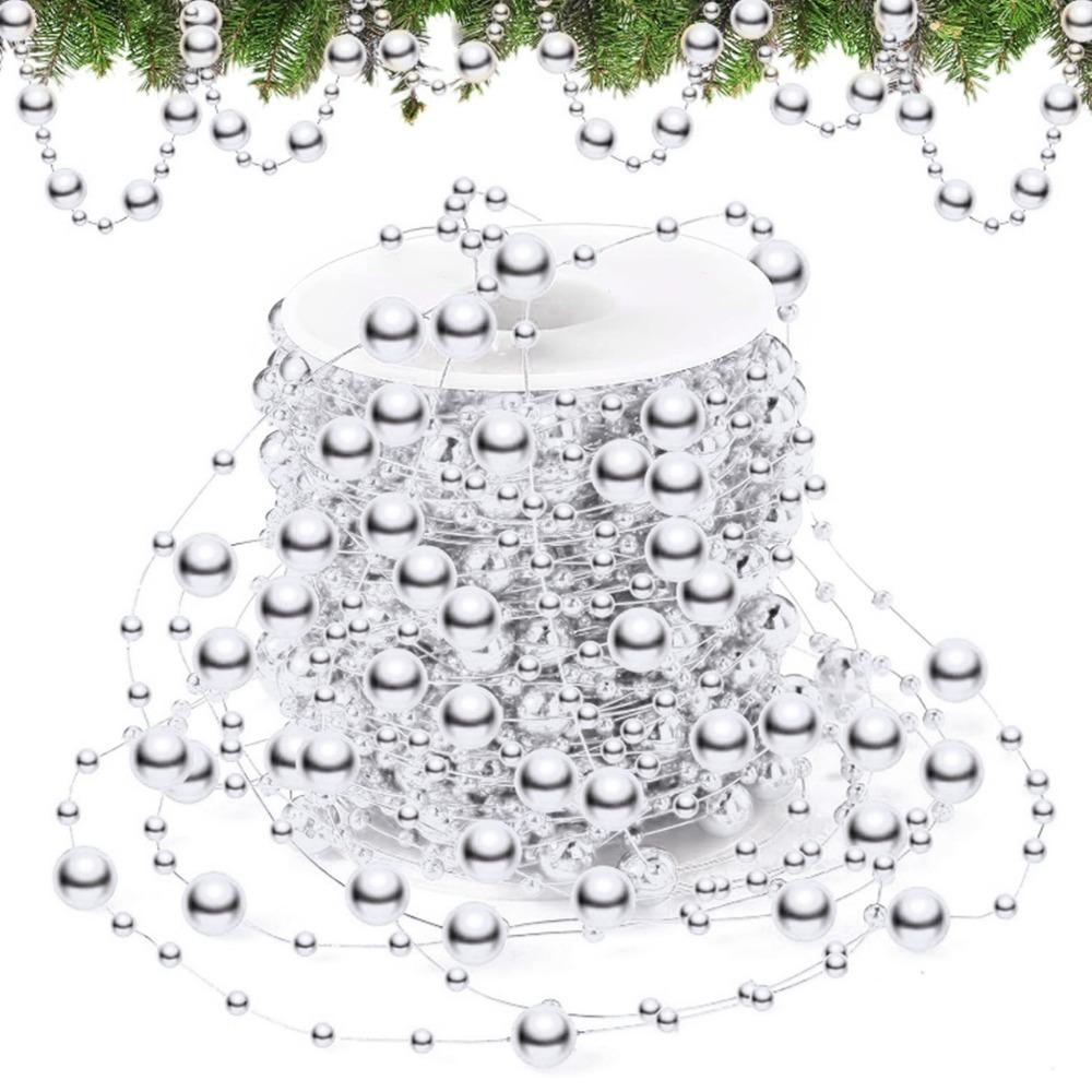 

8+3mm Artificial Pearl Strand Silver Pearl Bead Garland Pearl Beads Chain Wedding Decoration серебряный