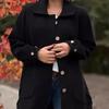 Women Solid Color Loose Single Breasted Cardigan Jacket Long Sleeve Turn Down Collar Spring Fall Coat For Dating