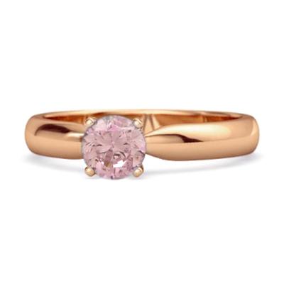 Anel de Casamento Solitário Clássico Topázio Rosa para Mulheres - Prata de Lei 925 Vermeil Ouro Rosa