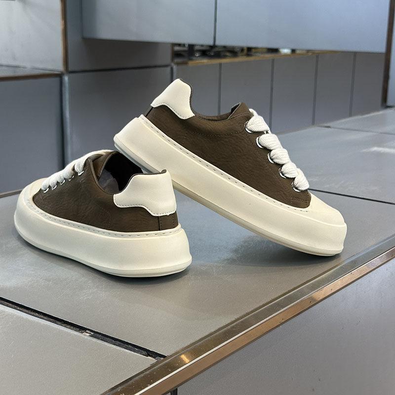 Bread shoes autumn new breathable leather surface casual shoes comfortable platform large size board shoes