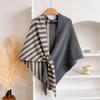 Women's Fashionable Striped Print Knitted Shawl Wool Open Collar Shoulder Top Shawl Scarf