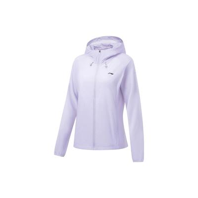 Li Ning Running Series Solid Color Zip-Up Hooded Long Sleeve Sun Protection Jacket Women Jackets Light-Purple AFDT182-5