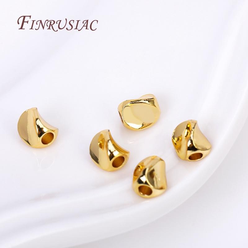 18K Gold Plated Twist beads, Irregular Faceted Spacer Beads, Brass Metal beads For DIY Necklace Bracelet Jewelry Making Supplies