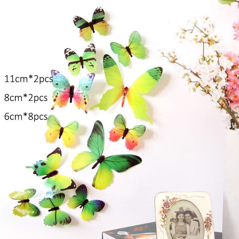 12Pcs 3D Butterfly Wall Stickers Living Room Bedroom Background Refrigerator Decoration PVC Simulated Butterflies Stickers
