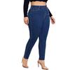 High Waist Women's Straight Dark Blue Jeans Plus Size Full-Length Stretch Skinny Pencil Pants Comfortable Ladies Summer Casual