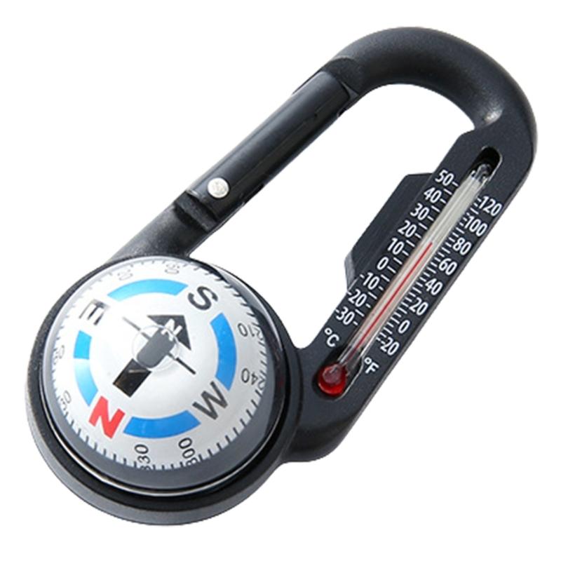 Multifunctional Carabiner with Compasses & Thermometers Snap Hook Keychain Outdoor Climbing Survival Tool Easy to Use