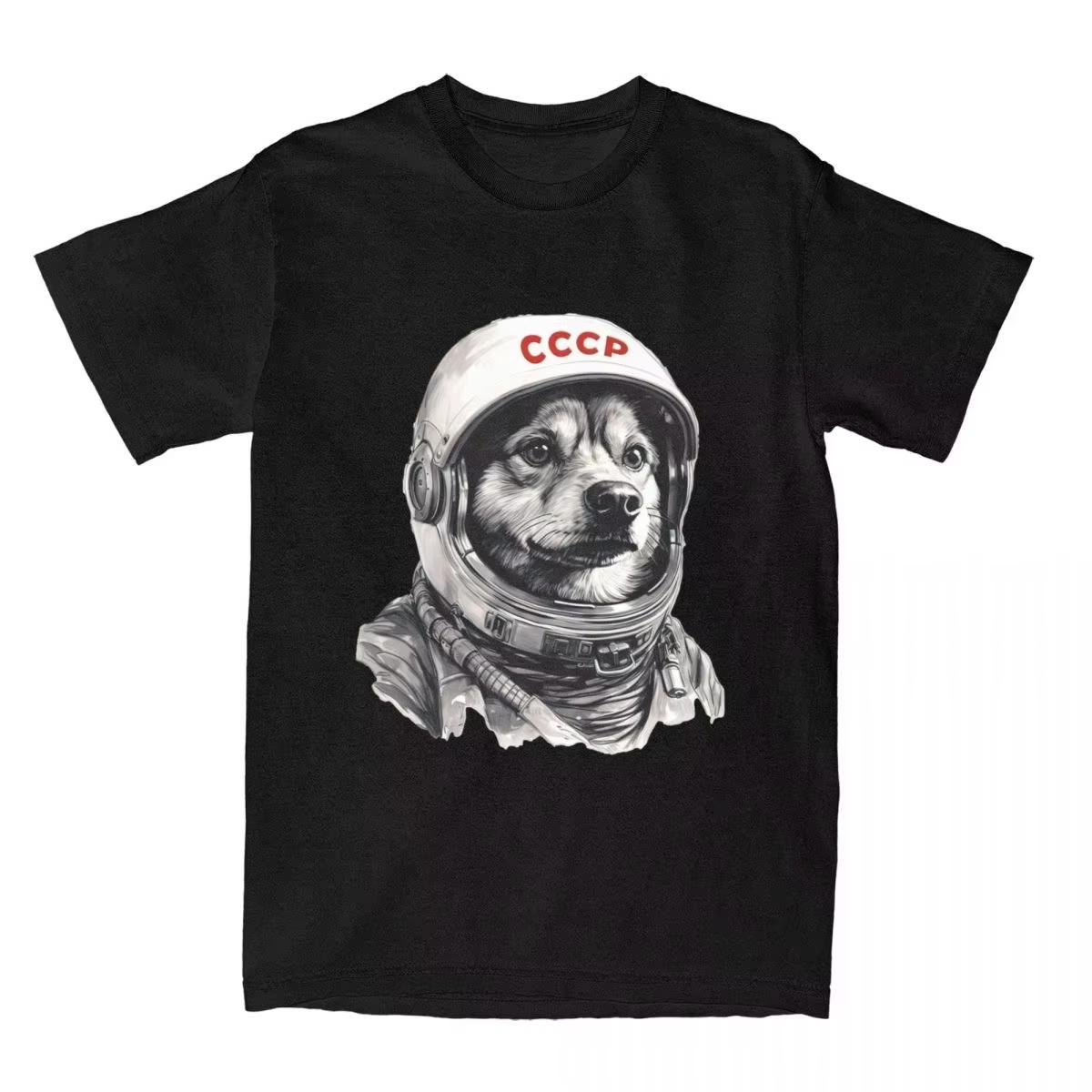 2026 New CCCP Rusia Laika Space Urss Astronauta Dog Print Tshirt Short Sleeve Streetwear Unisexs and Womens Tshirt Unisexs Top S