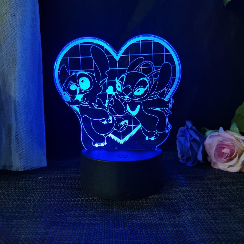 Stitch 3D Acryl Illusion Nachtlicht 16 Farbwechselnde Dekorationslichter Mit Fernbedienung Weihnachten Geburtstag Dekoration Geschenk