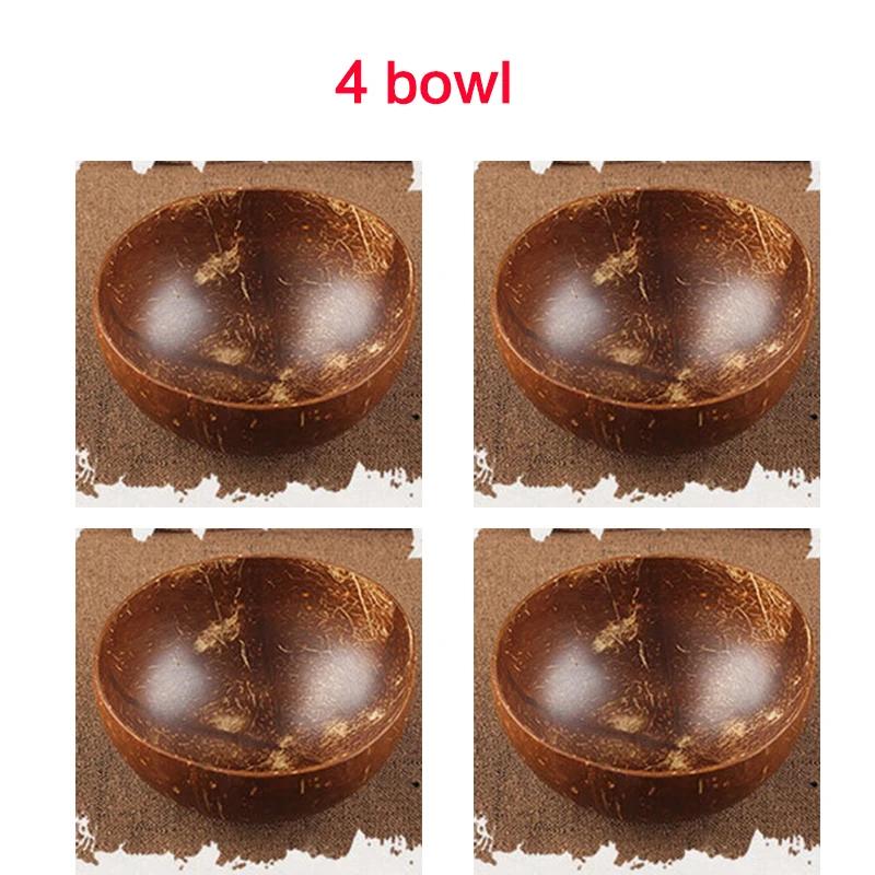 Trend Natural Coconut Bowl Set Spoon Fruit Salad Noodle Rice Bowl Wooden Creative Coconut Shell Smoothie Bowl Tableware Kitchen