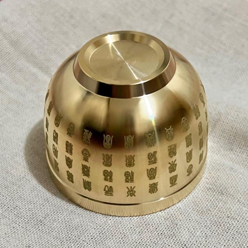 Gold Feng Shui Hundred Blessings Bowl Fine Workmanship Meaningful Gifts Copper Materials Exquisite Mini
