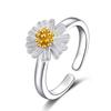 Open Ring Silver Plated White Copper Dainty Daisy Flower Cute Sweet Adjustable Tail Ring for Women Fashion Jewelry