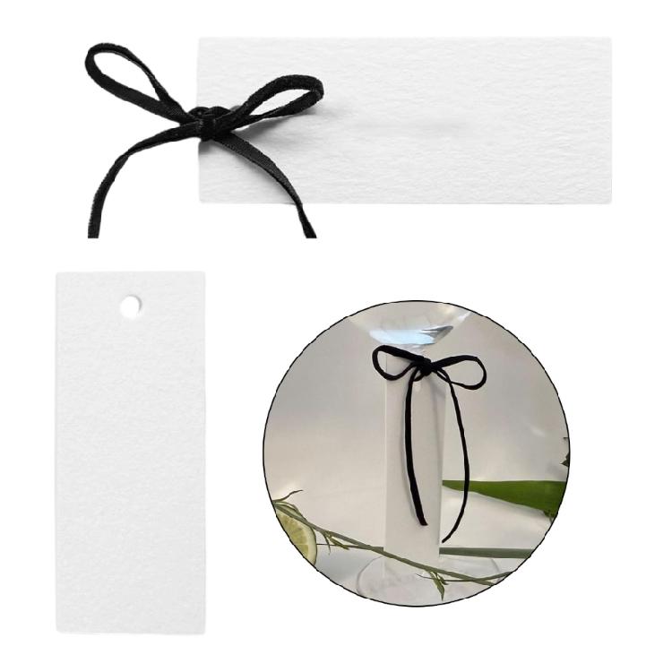 50Pcs 10x4cm Multifunctional Table Place Cards With 50 Black Velvety Ribbon Multipurpose Seating Card For Weddings