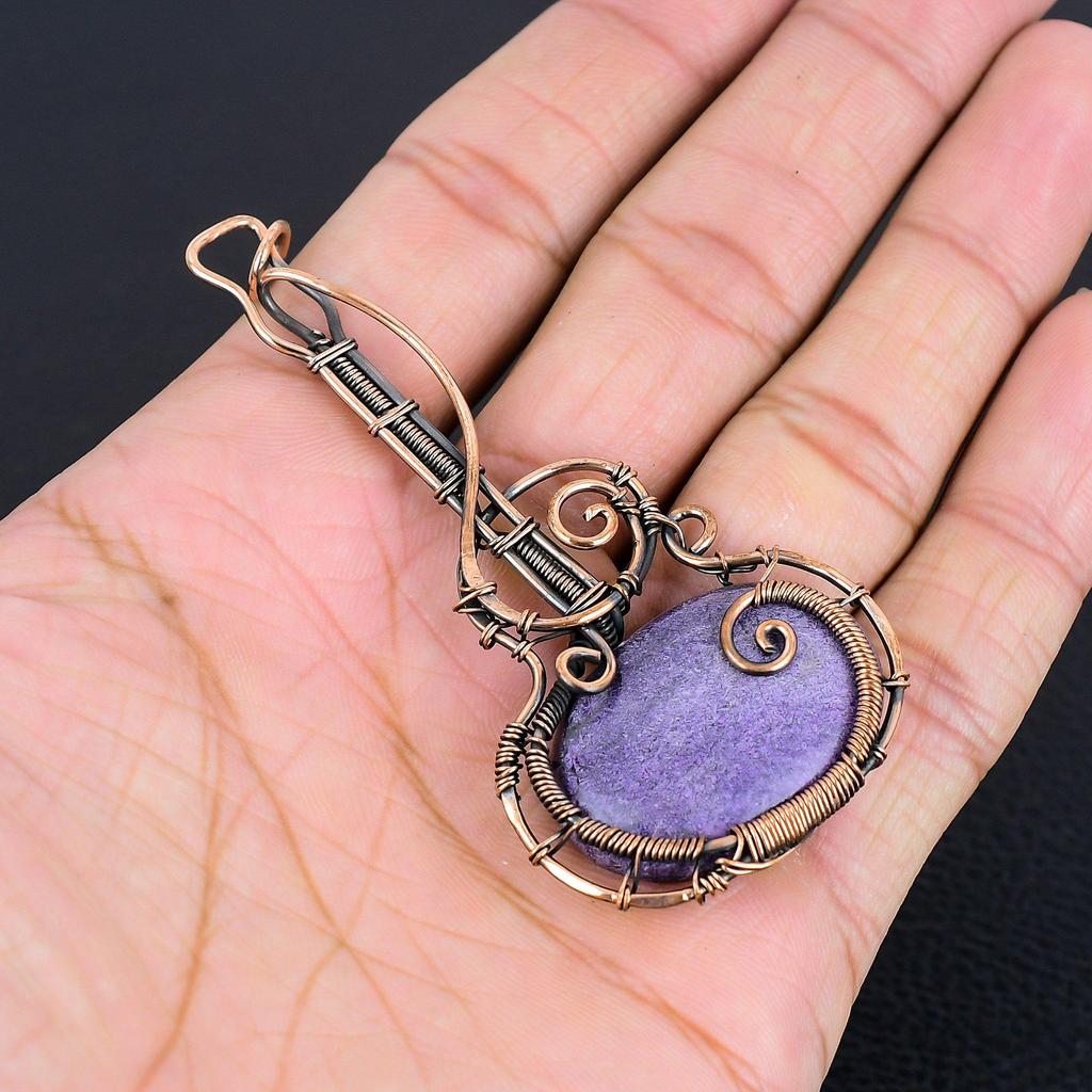 Purpurite Jewelry, 999 Copper Wire Wrapped Pendant Handmade Gemstone Jewelry, Gifts For Wife Brand New Pendant