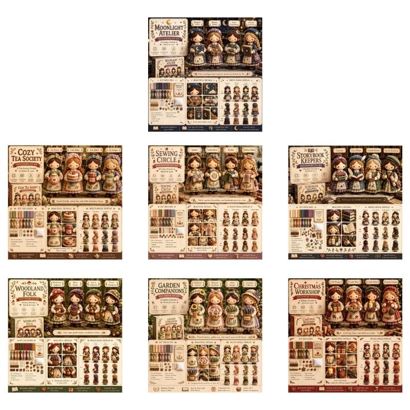 Miniatur Stofffiguren Szene Nähset für Regal-Auslage, DIY Handmontage-Projekt mit Tischakzent und Geschenk-Attraktivität