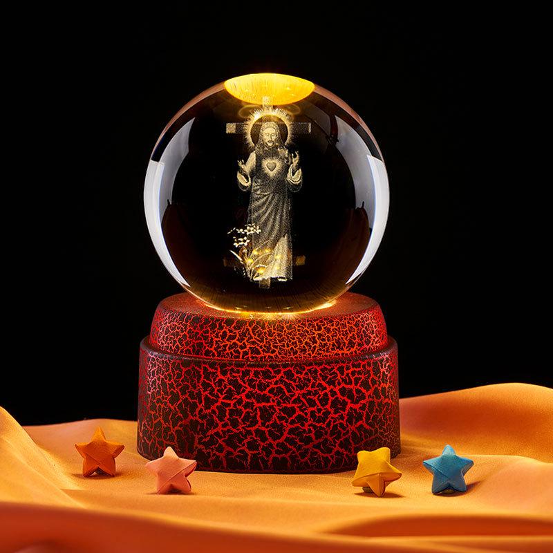 Bluetooth Colorful Night Light with Girlfriend Figure Display - Crystal Ball Holiday Gift
