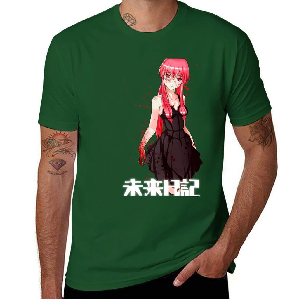 Mirai Nikki Tshirt Korean Fashion Aesthetic Clothes Animal Prinfor Boys Blacks Slim Fit T Shirts for Men