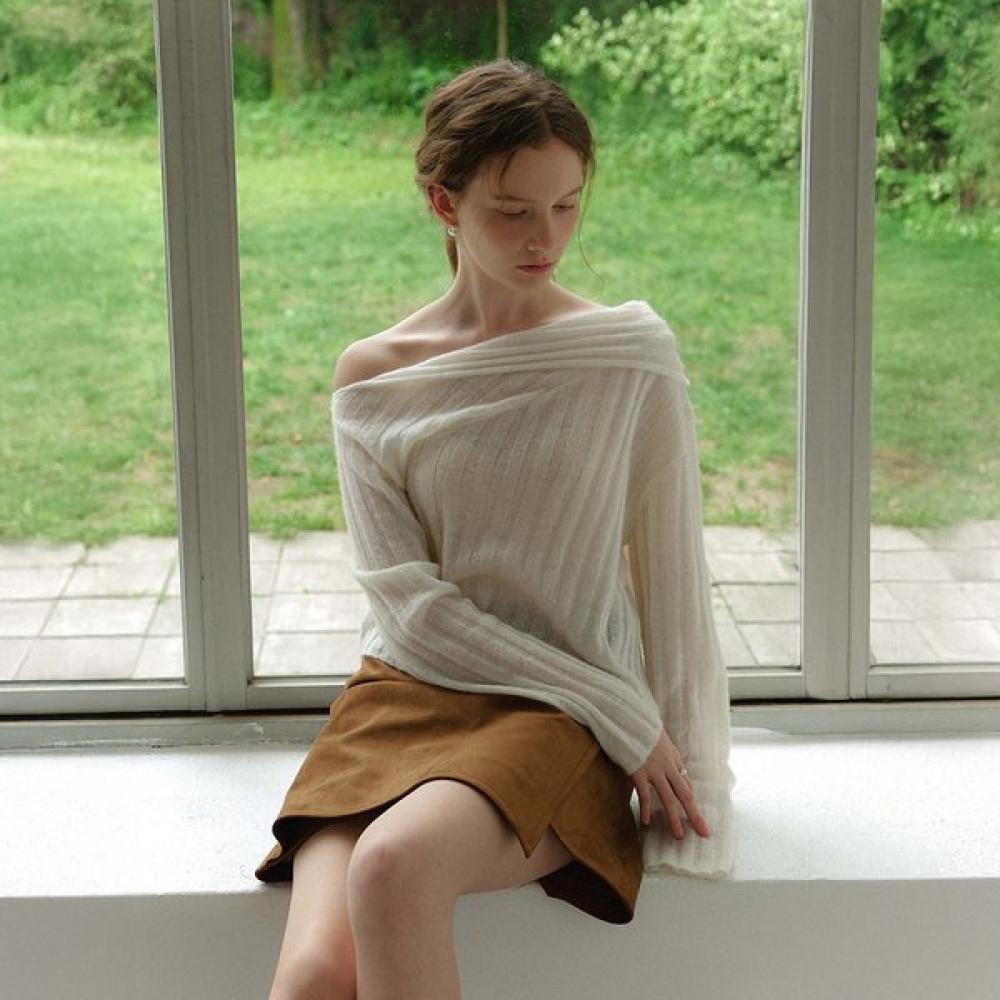On On Sheer Off Shoulder Knit Nek5wp913 LIGHT BROWN/M_02
