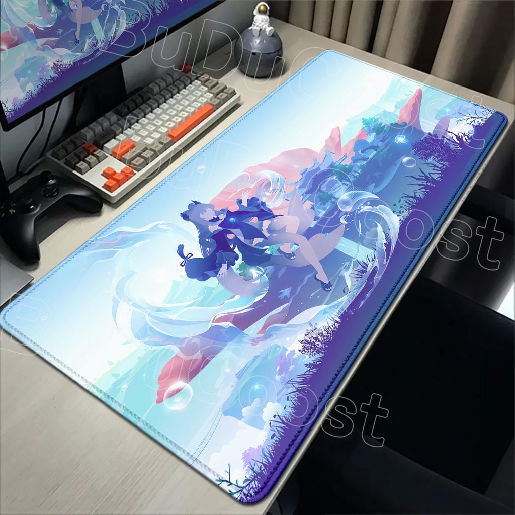 Pretty Genshin Impact Mousepad Anime Yae Miko Nahida Ganyu Mouse Pad Laptop Gamer Accessories Big Desk Mat Computer Keyboard Rug