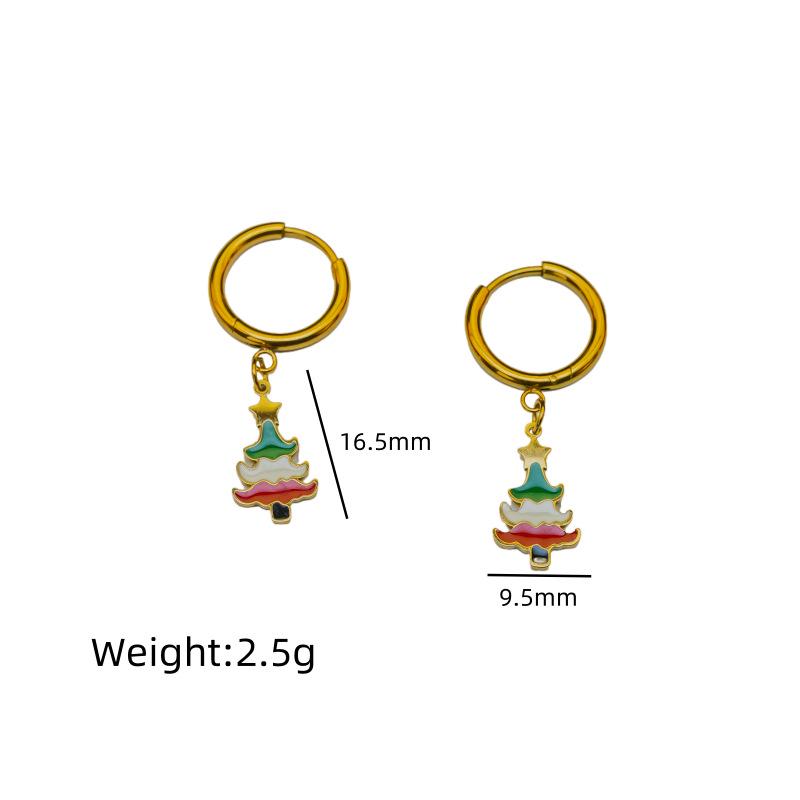 New Fashion Christmas Earrings: Creative Snowman & Tree Design In Stainless Steel