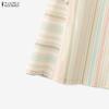 ZANZEA Women Summer Casual Round Neck Stripe Print Sleeveless Vest Tops