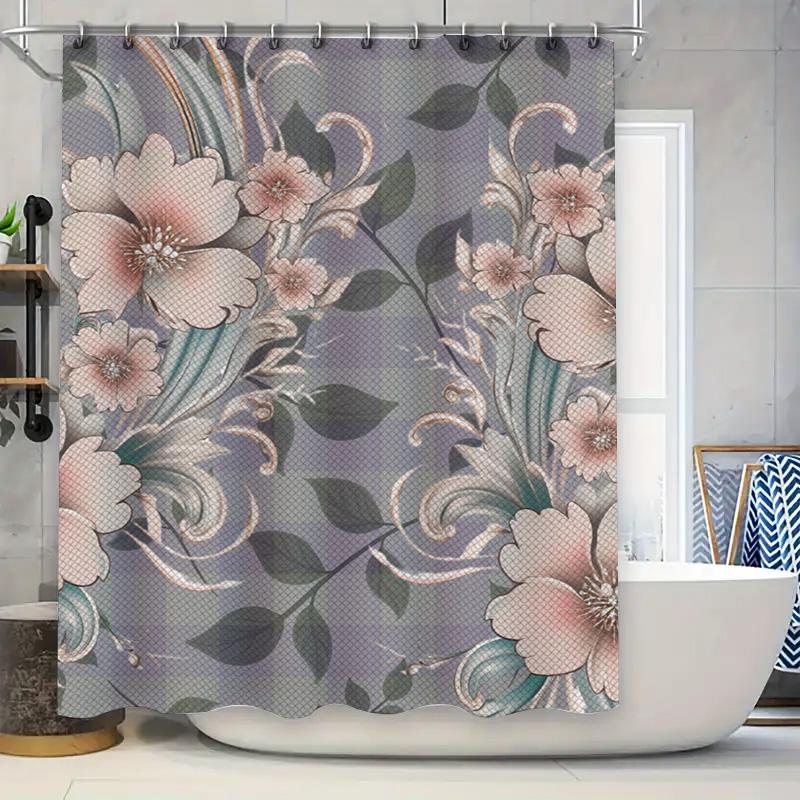 Stylish Floral Print Shower Curtain Upgrade Your Bathroom Decor with this Luxurious Design 90x180cm