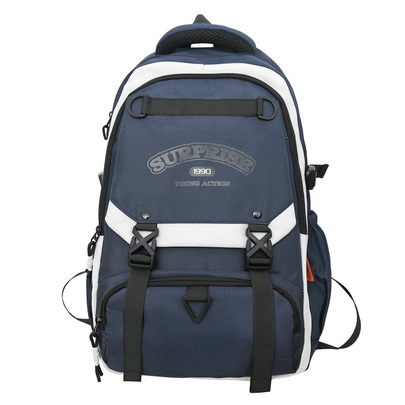 

Школьный рюкзак с цветными блоками, мужской рюкзак большой вместимости, рюкзак для учащихся 3-6 классов темно-синий