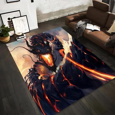 Fantasy Lava Dragon Carpet with Fierce Fiery Creature Design In Epic Style Suitable for Use As an Anti-slip1 For1room and Bedroom Sofas