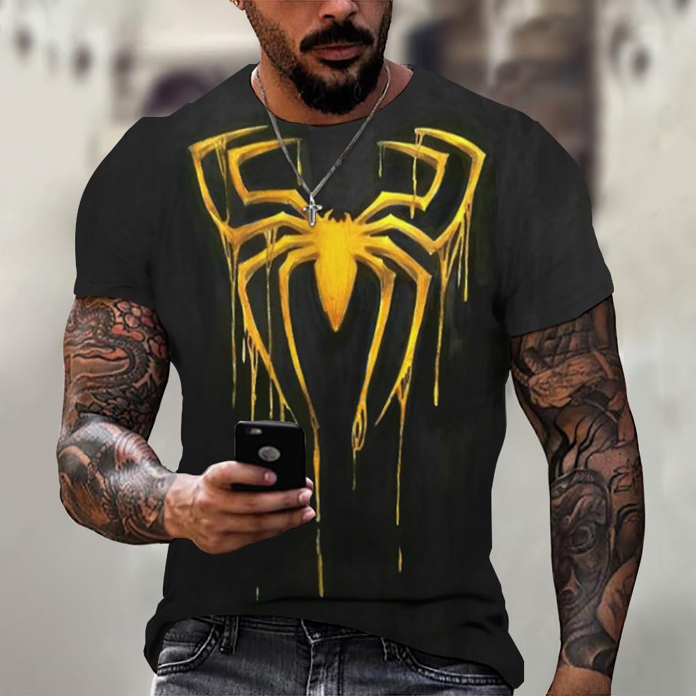 

Мужская футболка, летняя красная футболка с 3D принтом паука, мужская крутая футболка с коротким рукавом и круглым вырезом в виде паука, мужская одежда оверсайз 6XL