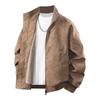 Men's Retro PU Leather Jacket with Stand Collar - Trendy, Versatile, Loose Fit for Spring and Autumn with Plus Velvet Casual Design.