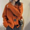 Knitted Cardigan Women's Autumn Clothing New Long-sleeved Loose Fashion Large Button Lapel Short Sweater Jacket