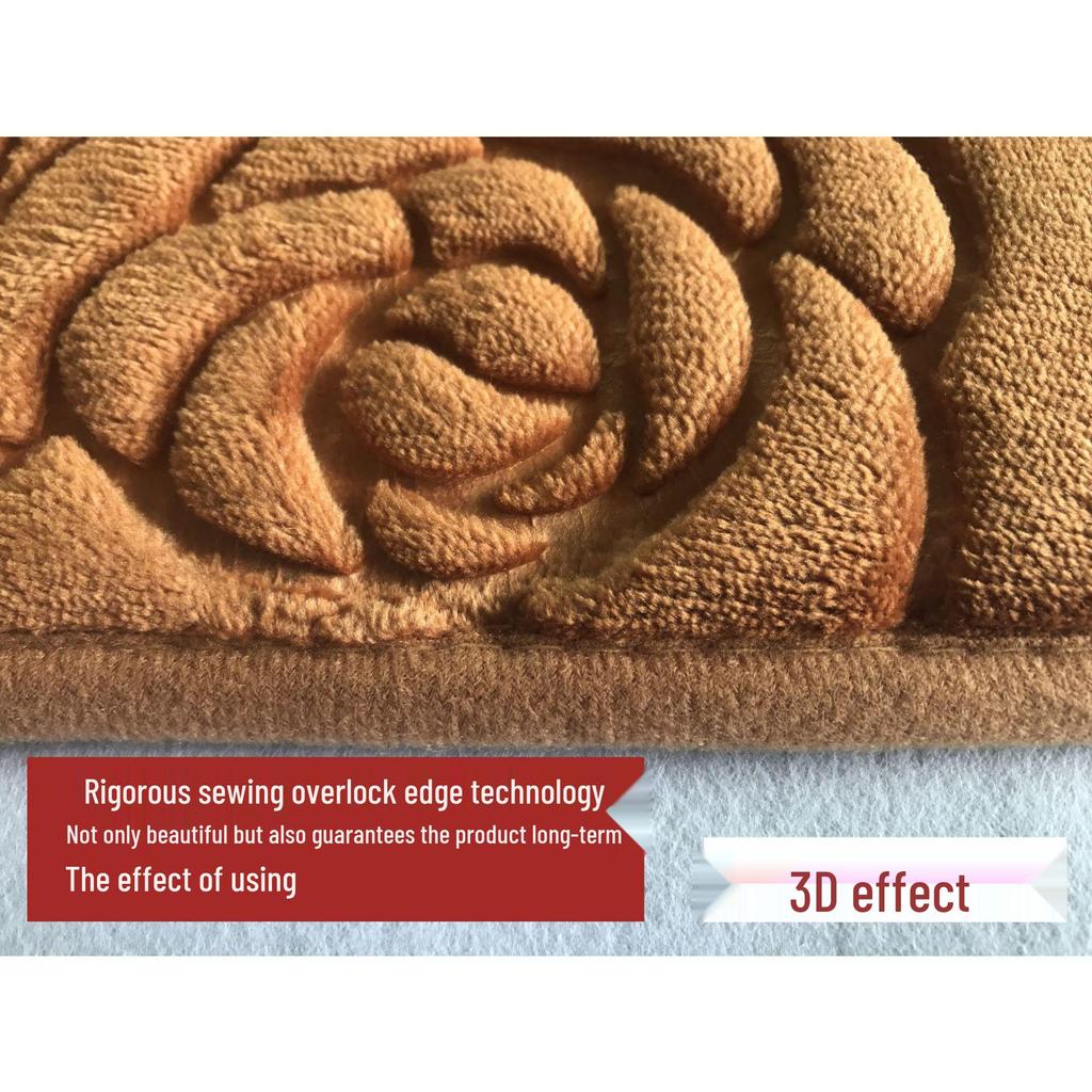 3D Embossed Absorbent Coral Fleece Non-Slip Bathroom Mat - Rose Foot Pad for Bedroom Entrance