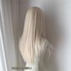 White Blue Platinum Long Straight Wig, Small Lace Front Realistic Full Head Wig For Women Fashion Styling