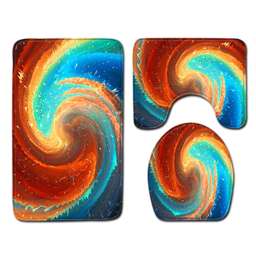 Bemalte Badezimmer-Toilette Dreiteiliges Bodenmatten-Kombinationsset Haushalts-Fußmatte Küche Saugfähiger Rutschfester Teppich