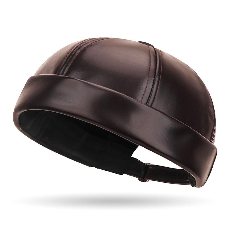 Northwood All Seasons PU Leather Tang Hat for Men Women Fashionable Retro Elegant Simple Melon Skin Faux Leather Landlord Hat