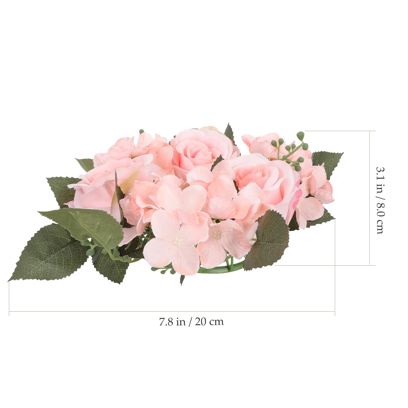 

2Pcs Artificial Rose Flower Wreath Wedding Party Decoration Tabletop Centerpiece Rings Indoor Outdoor Decor рожевий