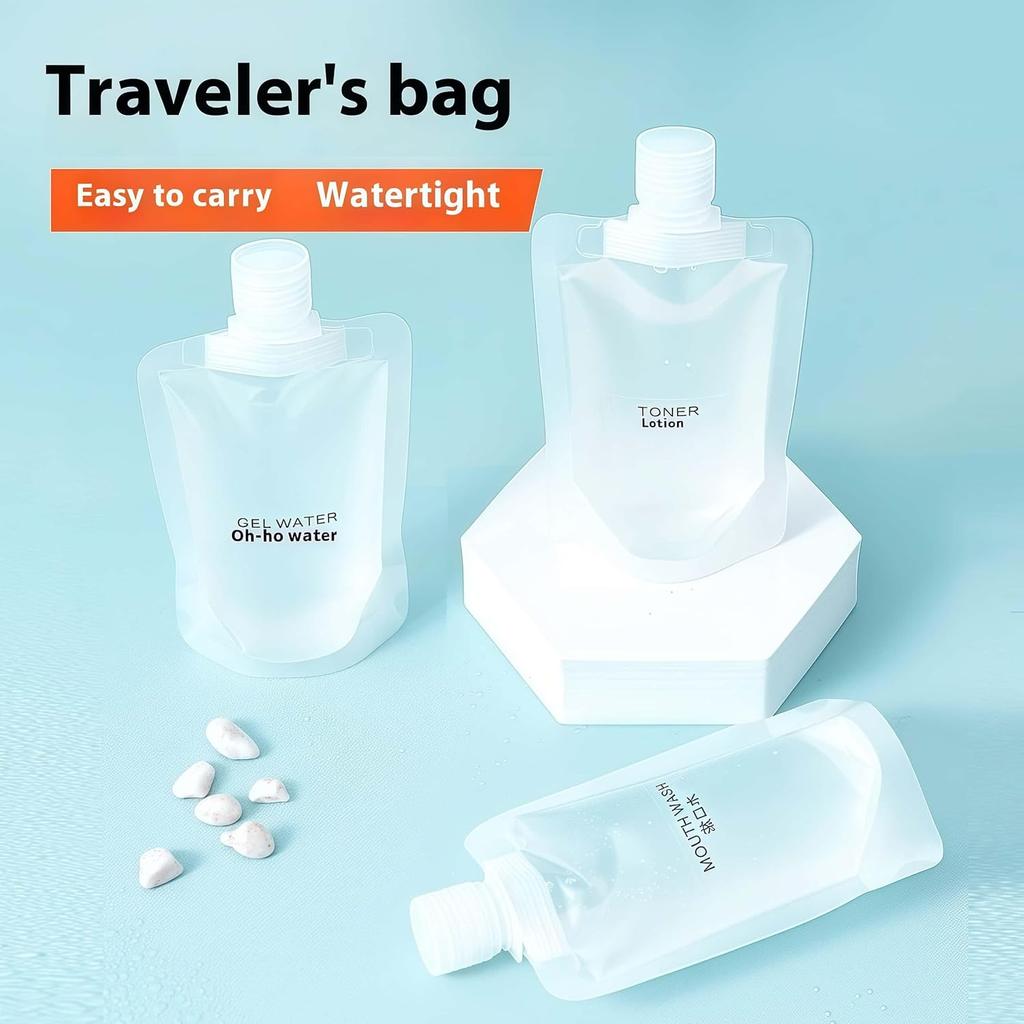 5/10pcs Reusable 50ml Travel Liquid Bottles, Leak Proof & Flexible Silicone for Shampoo, Lotion, Save Space, Easy Fill