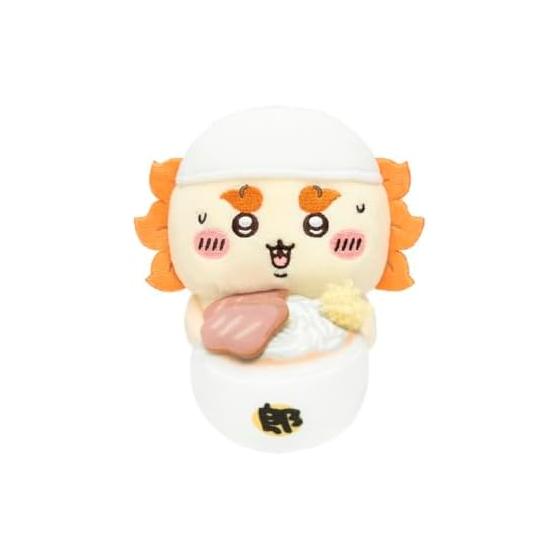 Used Chiikawa Ramen Holding Shisa Perching Plushie - Gray Parka Service Authentic Plush