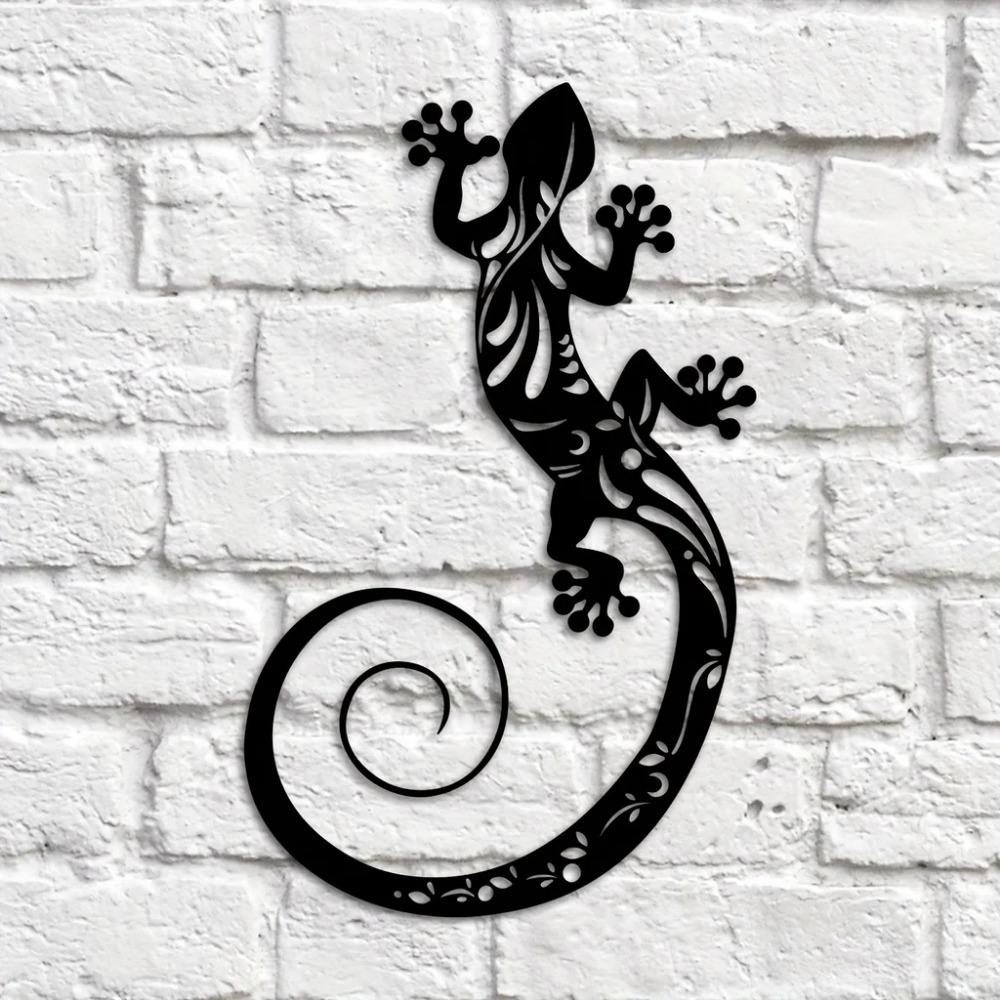 1pc 2D Lizard Metal Wall Art - Eye-Catching Home Decor for Living Room, Bedroom, and Office Wall Decor Metal Wall Hanging