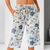 Damesommer Elastisk midje Trykte bomulls- og linsløse shorts