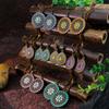 Colorful Ethnic Vintage Round Geometric Flower Drop Dangle Earrings For Women Crystal Enamel Ornament Bohemian Wedding Zircon